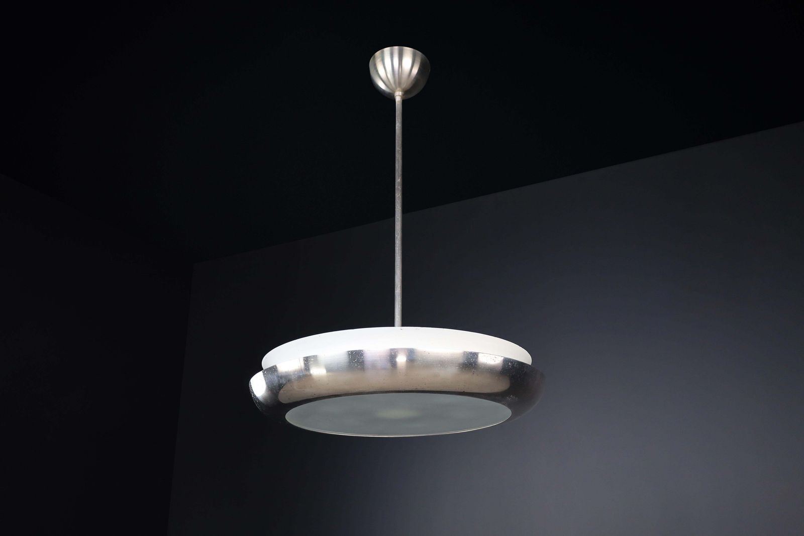 Josef Hurka For Napako, Pendant, Patinated Chrome, Metal, Glass, Cz 1940s photo furniture