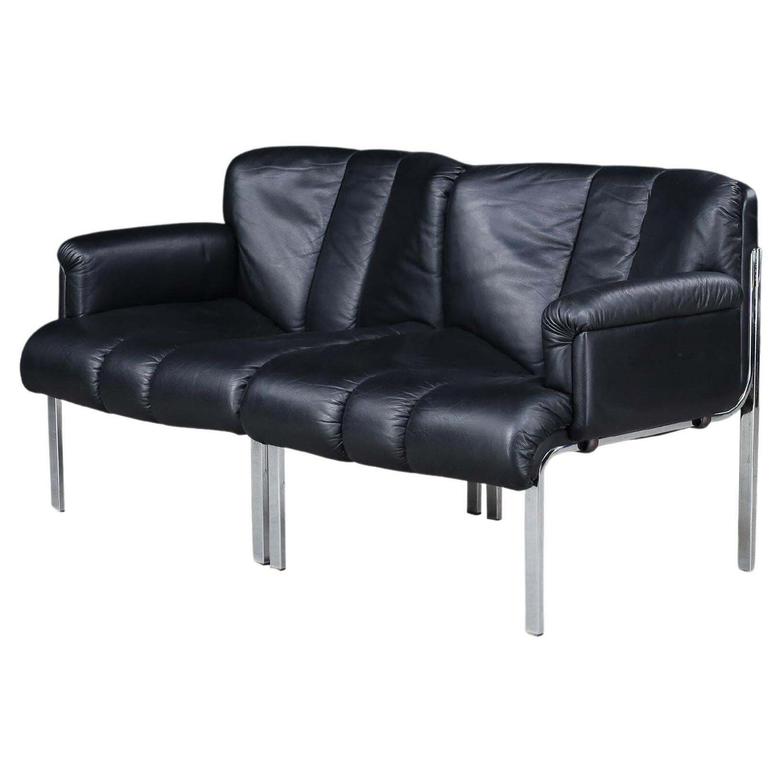 Hans Eichenberger For Girsberger ‘Eurochair’ In Black Leather, Switzerland, 1970
