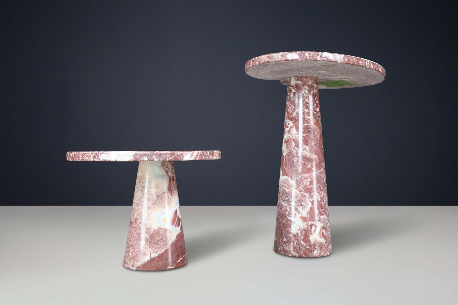 Angelo Mangiarotti Pair Of Two Rosso Marble Consoles For Skipper Italy 1970 photo Furniture