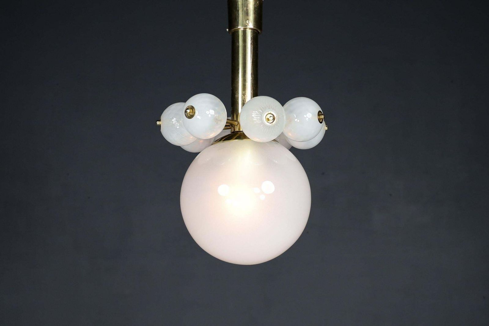photo furniture Large Set Chandeliers With Brass Fixture And Hand Blowed Frosted Glass Globes