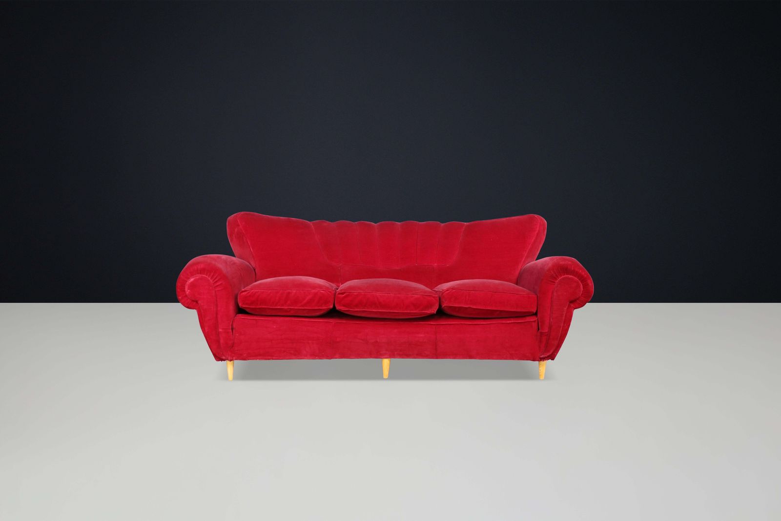 Guglielmo Ulrich Art Deco Sofa In Original Velvet Fabric, Italy 1930s photo furniture