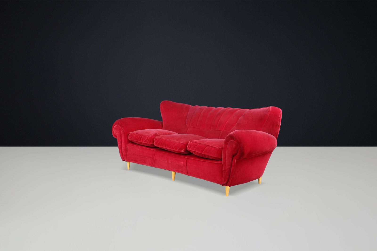Guglielmo Ulrich Art Deco Sofa In Original Velvet Fabric, Italy 1930s photo buy