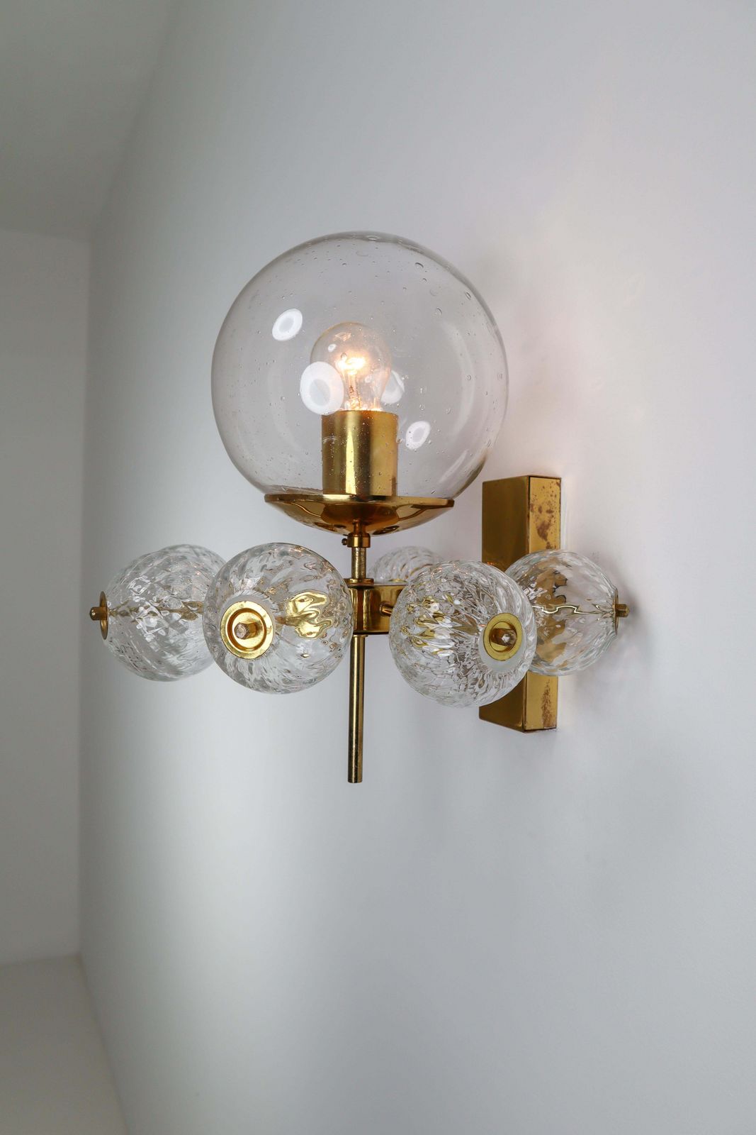 Hotel Wall Chandeliers With Brass Fixture, European, 1970s photo for sale