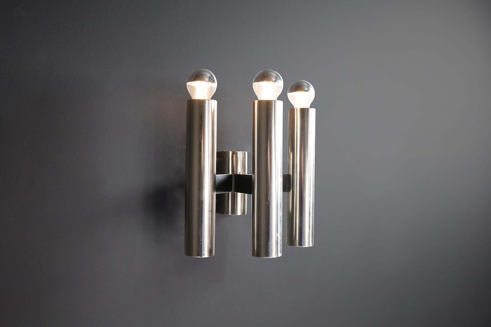 24 X Sleek Mid Century Modern Wall Lights In Chromed Steel – Germany, 1970s photo Lighting