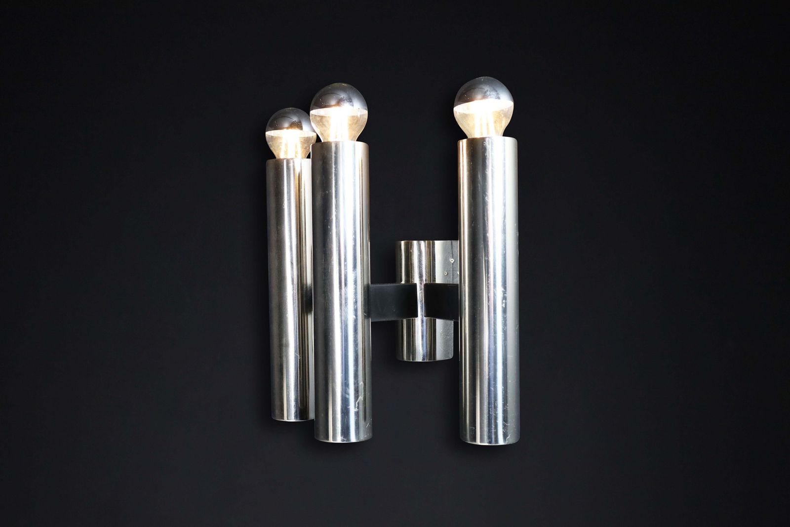 photo furniture 24 X Sleek Mid Century Modern Wall Lights In Chromed Steel – Germany, 1970s