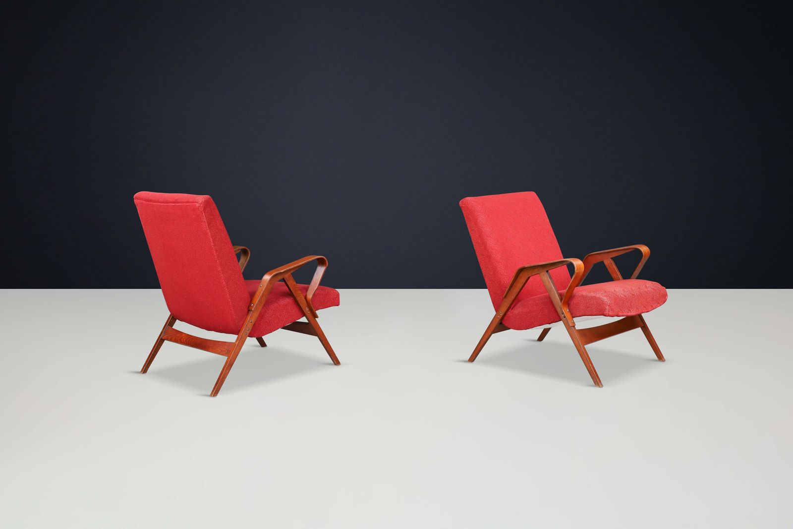Pair Of Sculptural Lounge Chairs By František Jirák For Tatra Nabytok, 1950s photo 3704.0