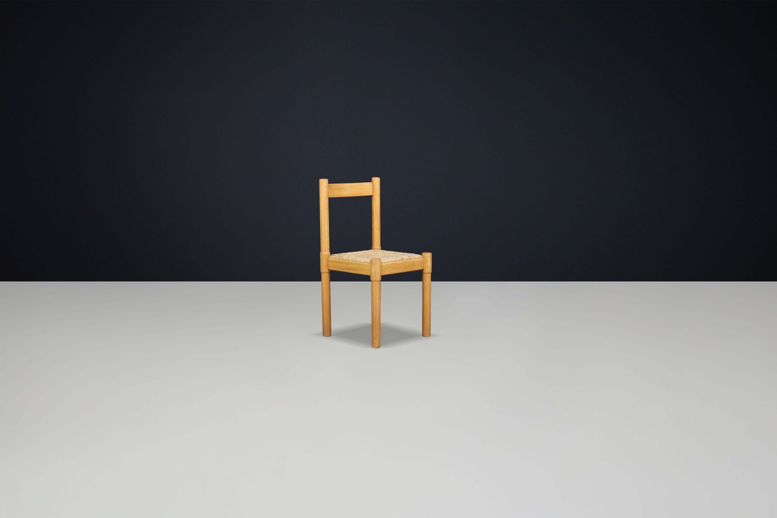 Pair Of Six Ash And Rush Dining Room Chairs In The Style Of Vico Magistretti photo vintage