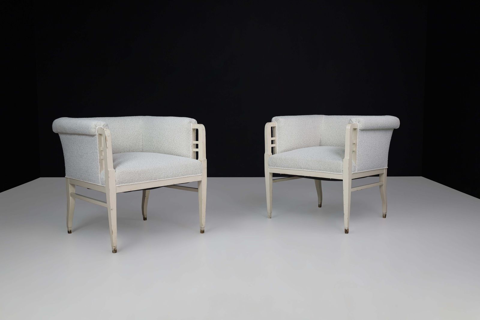 Large Pair Of Jugendstil Armchairs In Bouclé Upholstery , Austria, Circa 1910 photo 5430.0