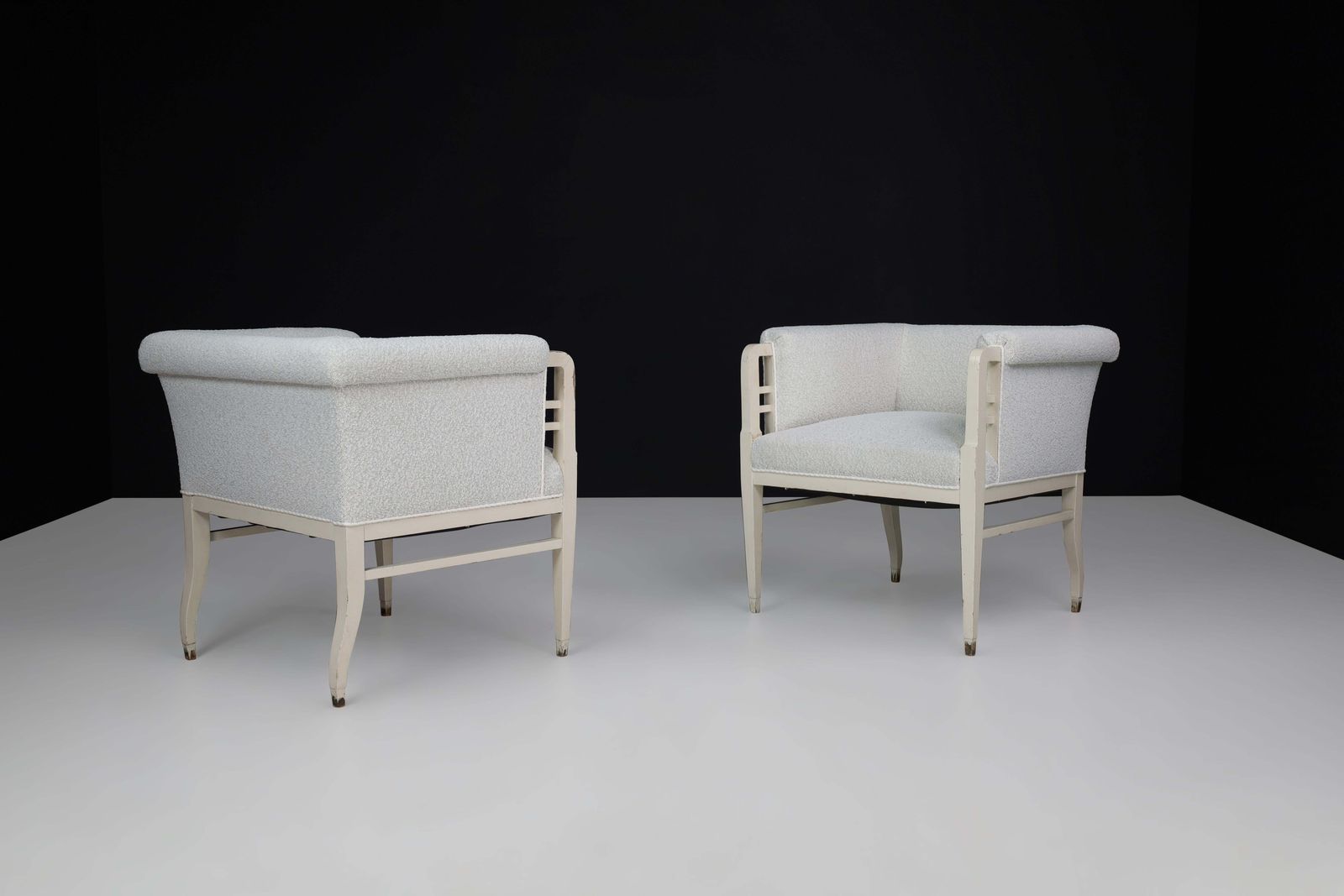 Large Pair Of Jugendstil Armchairs In Bouclé Upholstery , Austria, Circa 1910 photo buy