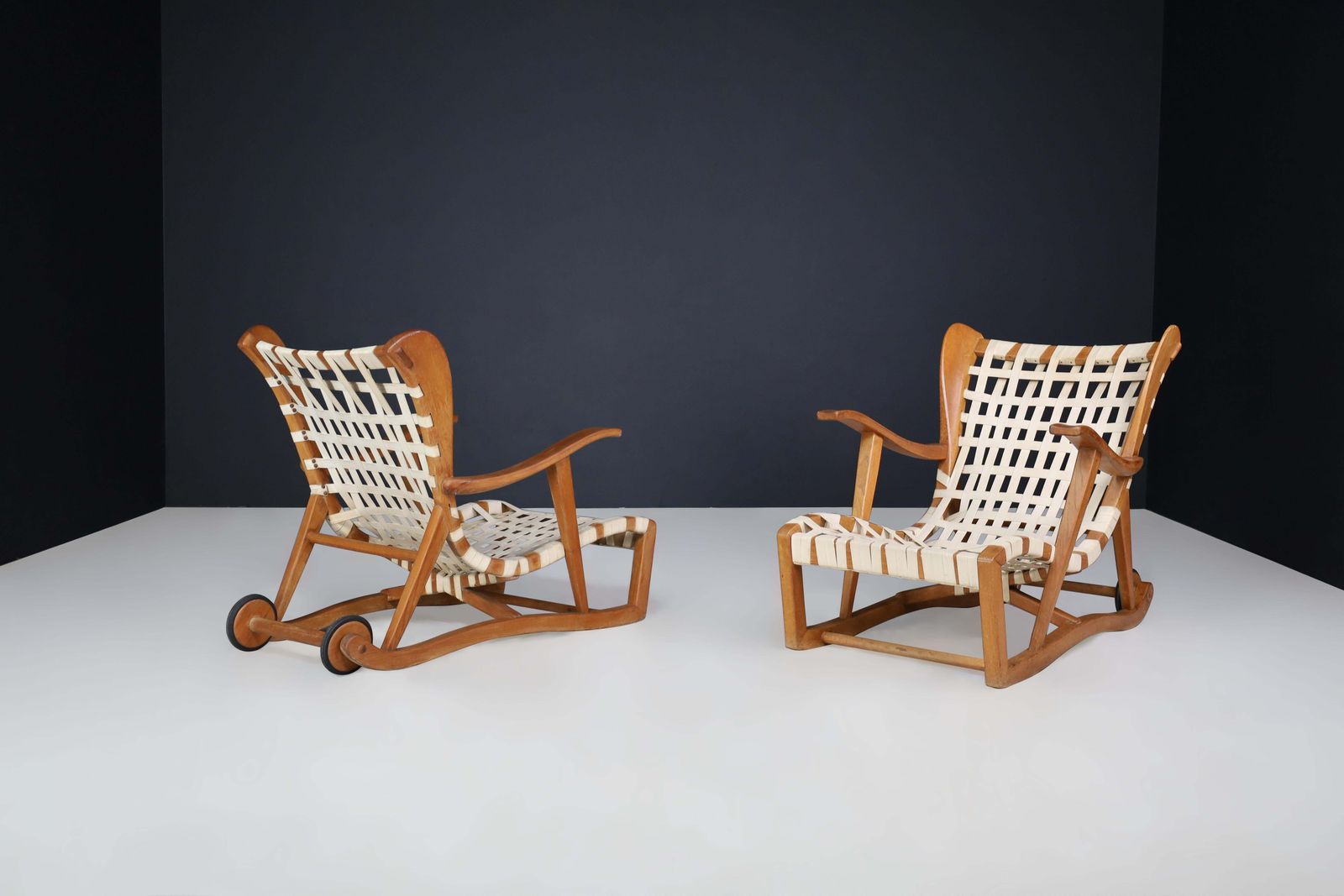Sculptural Oak Lounge Chairs By Guglielmo Pecorini, Italy, The 1950s photo furniture