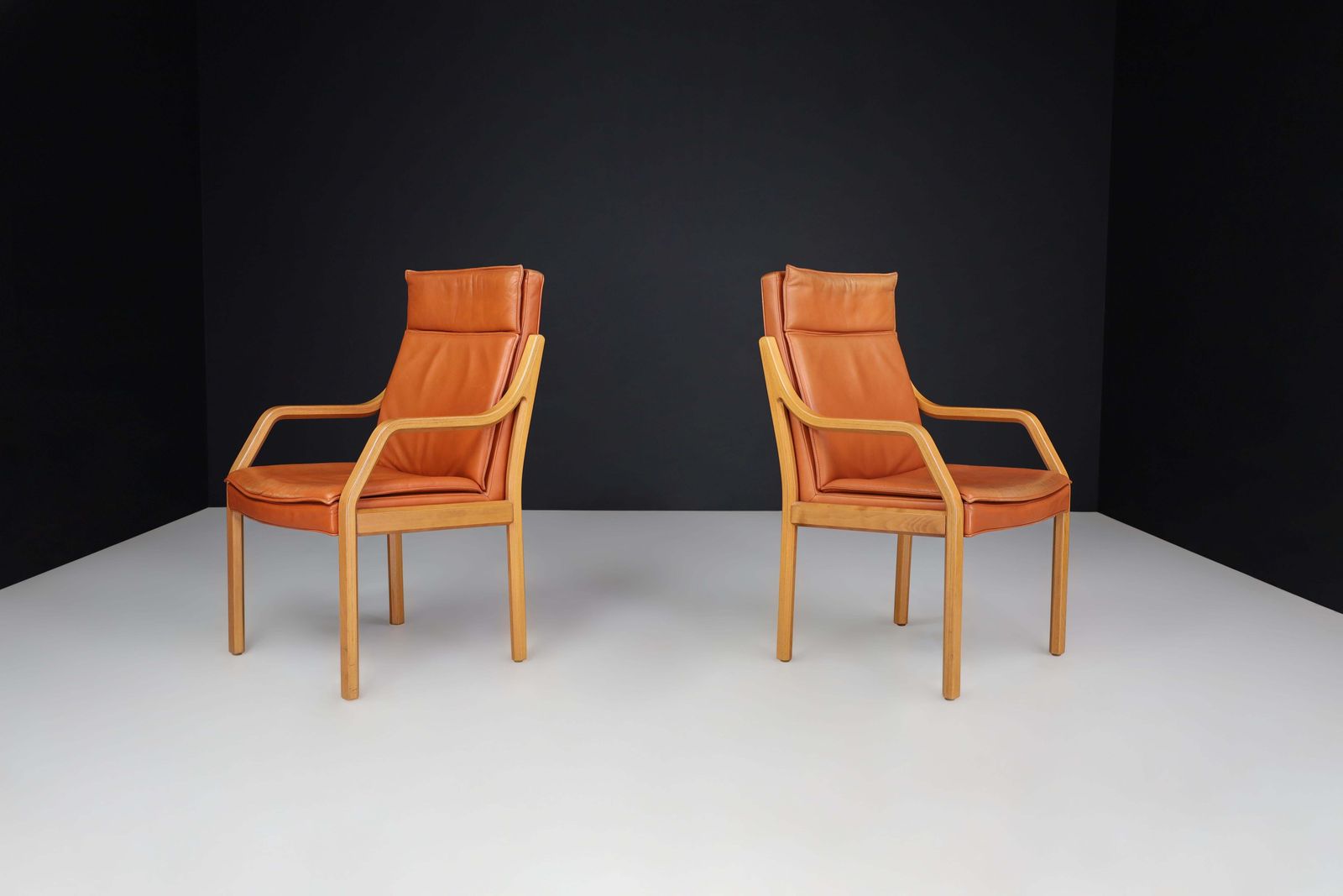 photo vinterior Walter Knoll Set Of 16 Dining Room Chairs In Bentwood And Leather, Germany 1970s