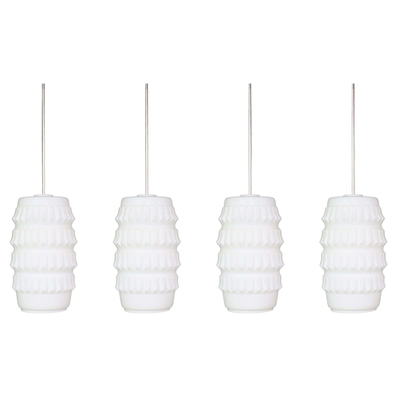 1 Of 7 Modern Structured Opaline Glass Pendant, France 1960s