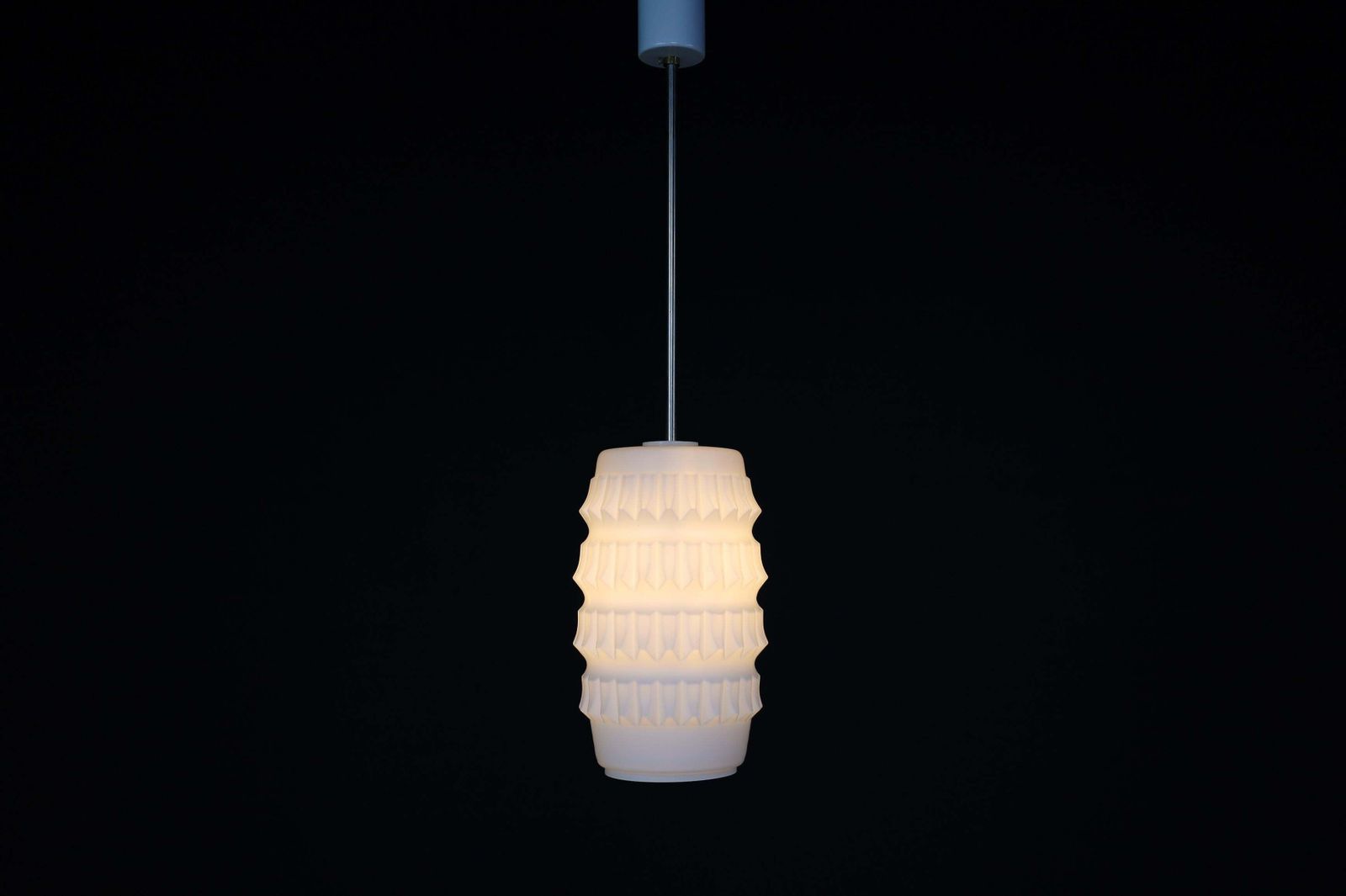 1 Of 7 Modern Structured Opaline Glass Pendant, France 1960s photo for sale