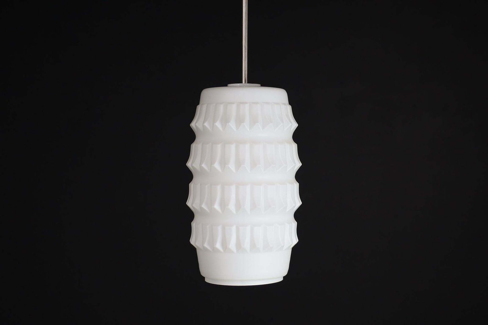 1 Of 7 Modern Structured Opaline Glass Pendant, France 1960s photo Lighting