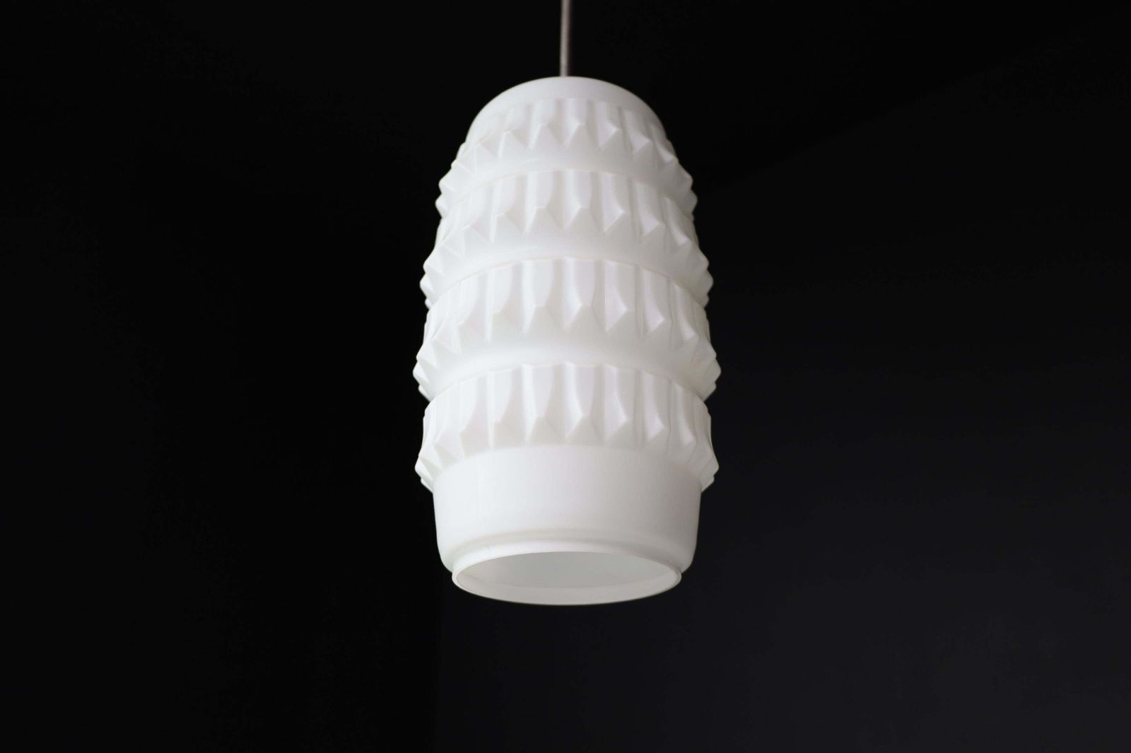 1 Of 7 Modern Structured Opaline Glass Pendant, France 1960s photo buy