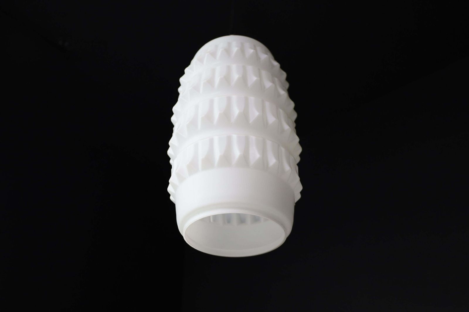 Lighting 1 Of 7 Modern Structured Opaline Glass Pendant, France 1960s photo