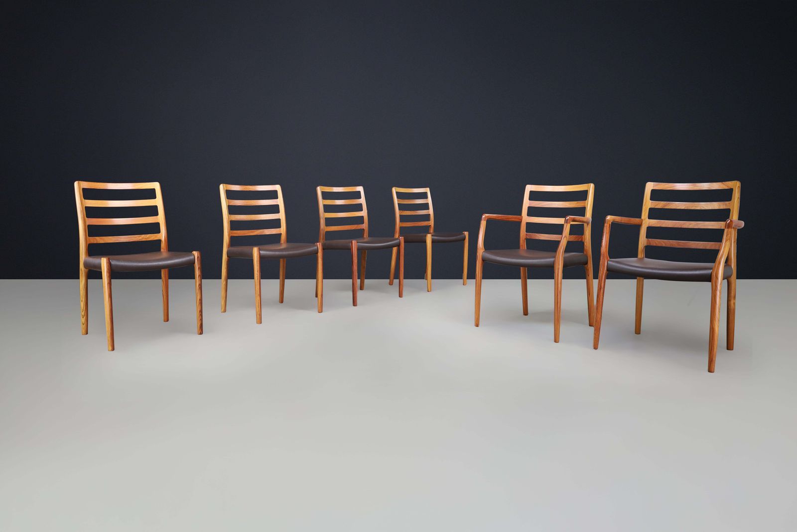 Niels Otto Møller Six Dining Room Chairs, Model 85 By J.L. Møller Mobelfabrik photo for sale