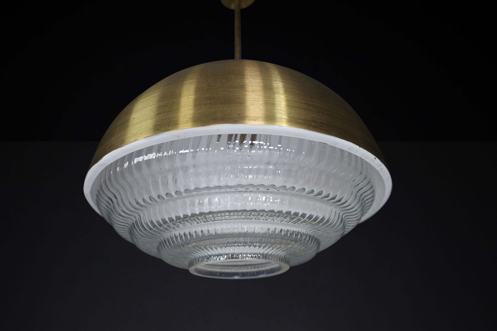 1 Of 12 Pendants In Brass And Glass, Praque The 1960s photo Lighting