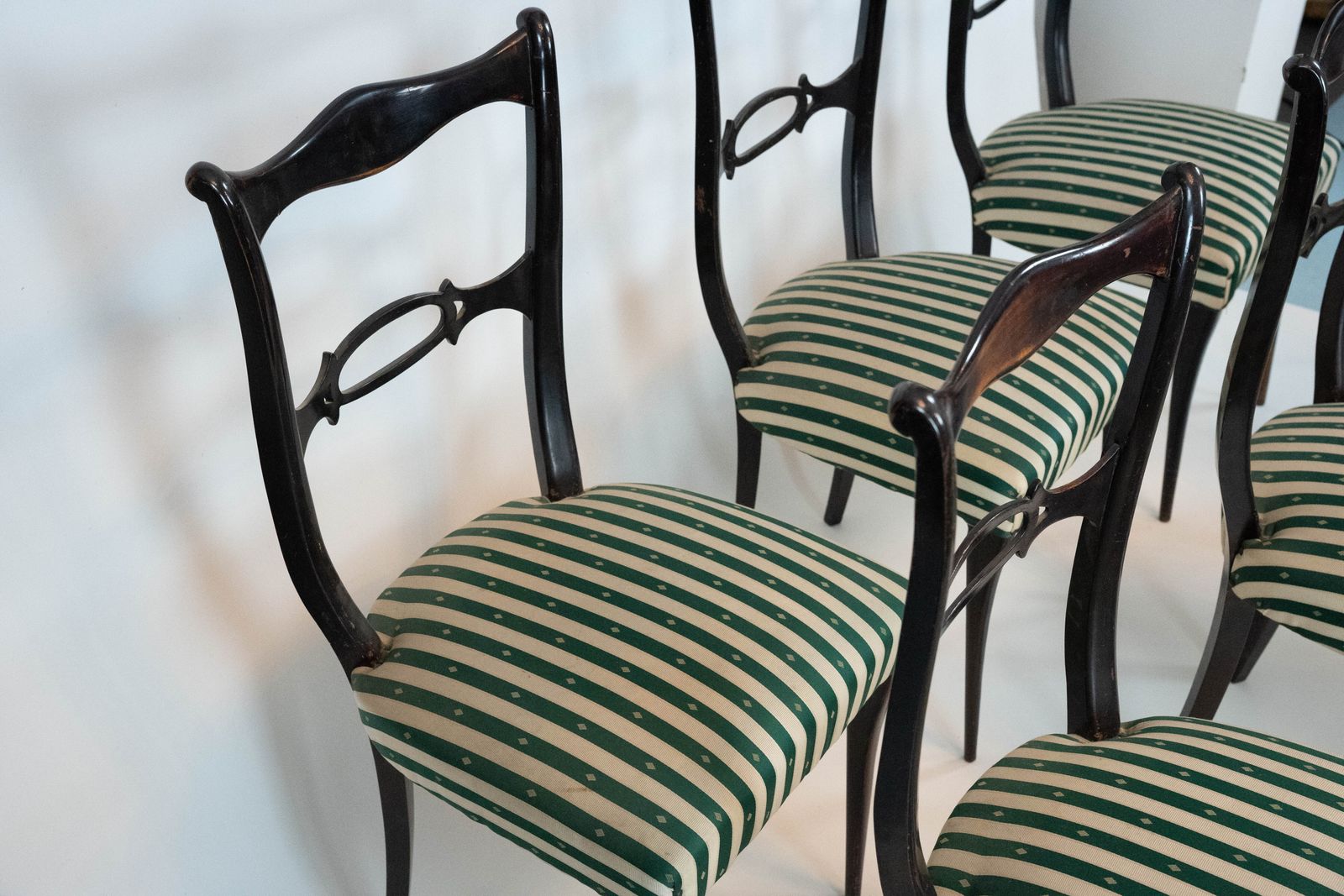 Mid Century Set Of Six Dining Chairs Attributed To Paolo Buffa. Italy 1950s photo vinterior