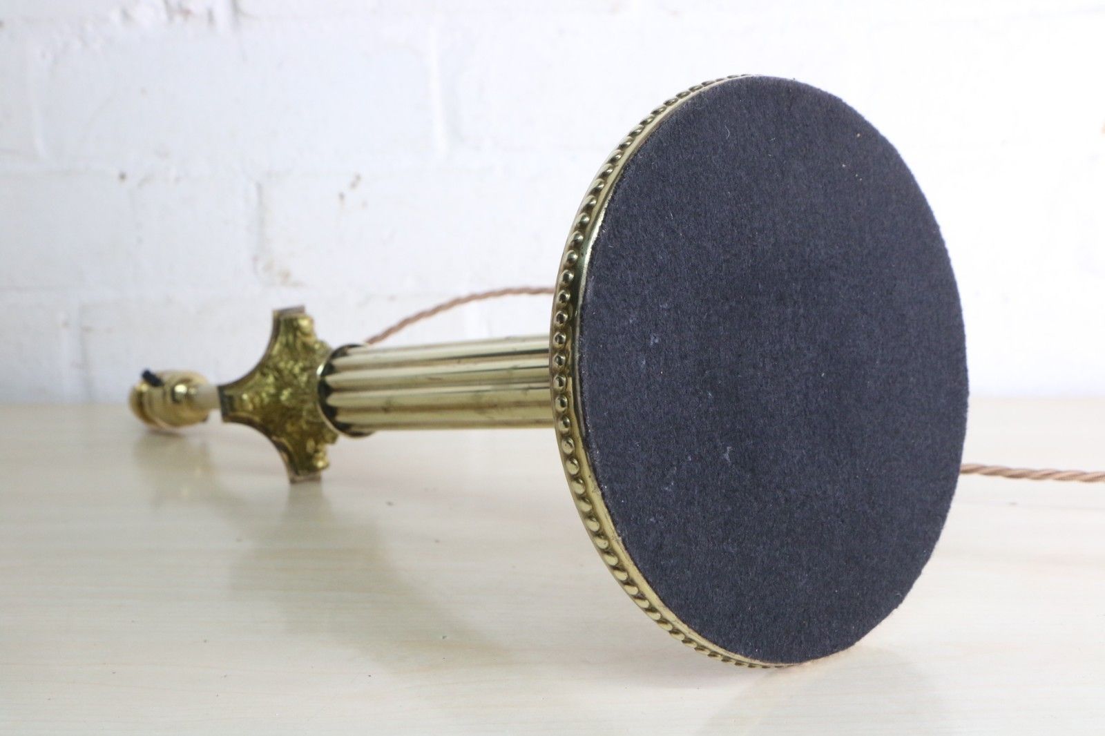 photo for sale Table Lamp Corinthian Column Early 20th C. Brass Oil Lamp Conversion Round Base
