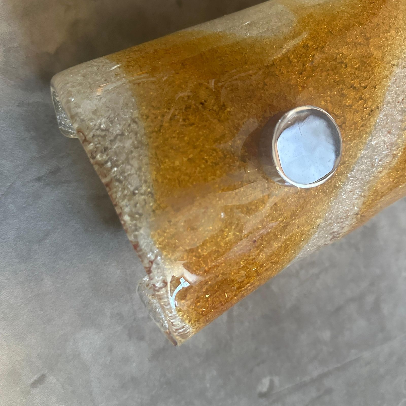 Two 1970s Space Age White And Brown Murano Glass And Steel Italian Wall Sconces photo Lighting