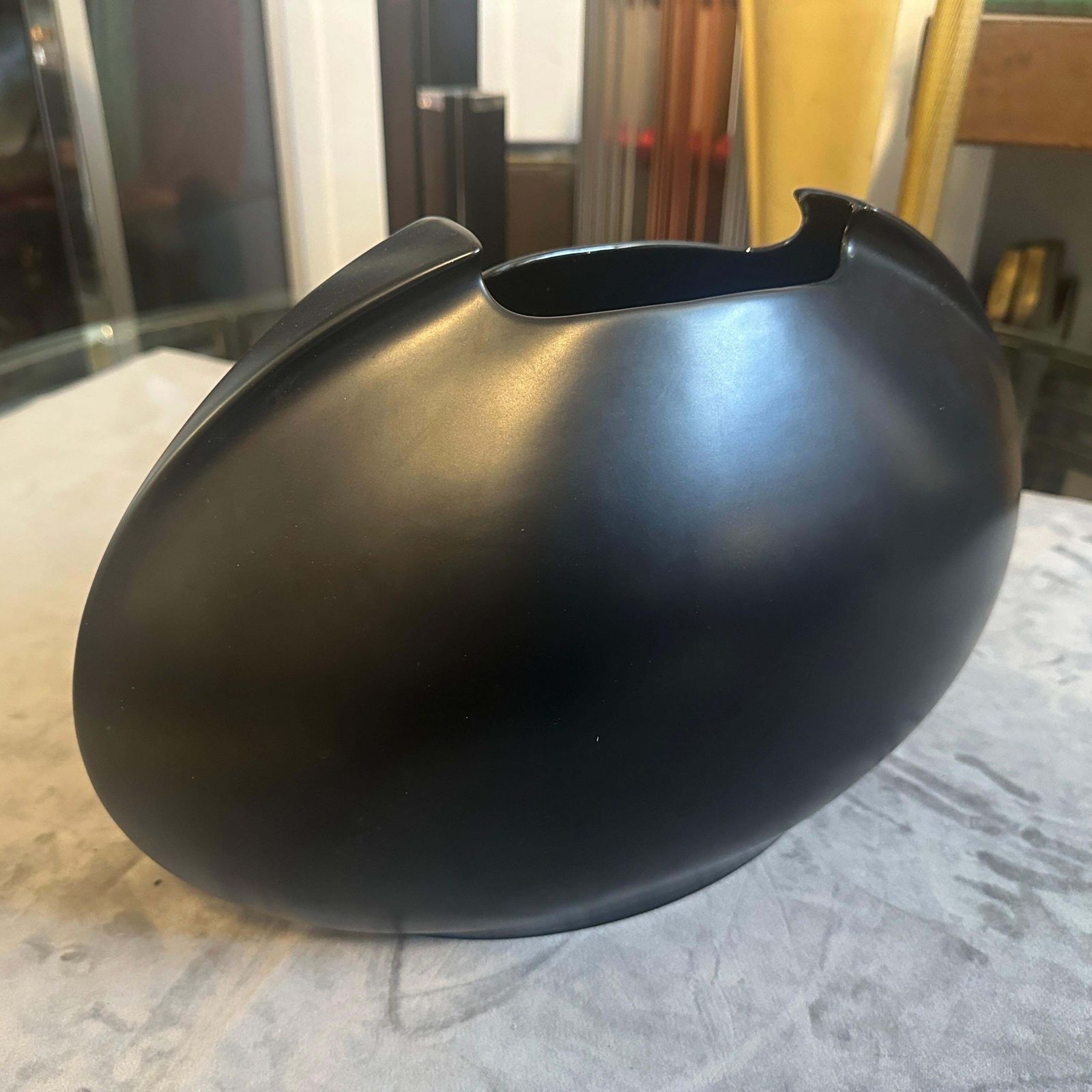 1990s Minimalist Black Porcelain Tasca Huge Vase By Lino Sabattini For Rosenthal photo furniture