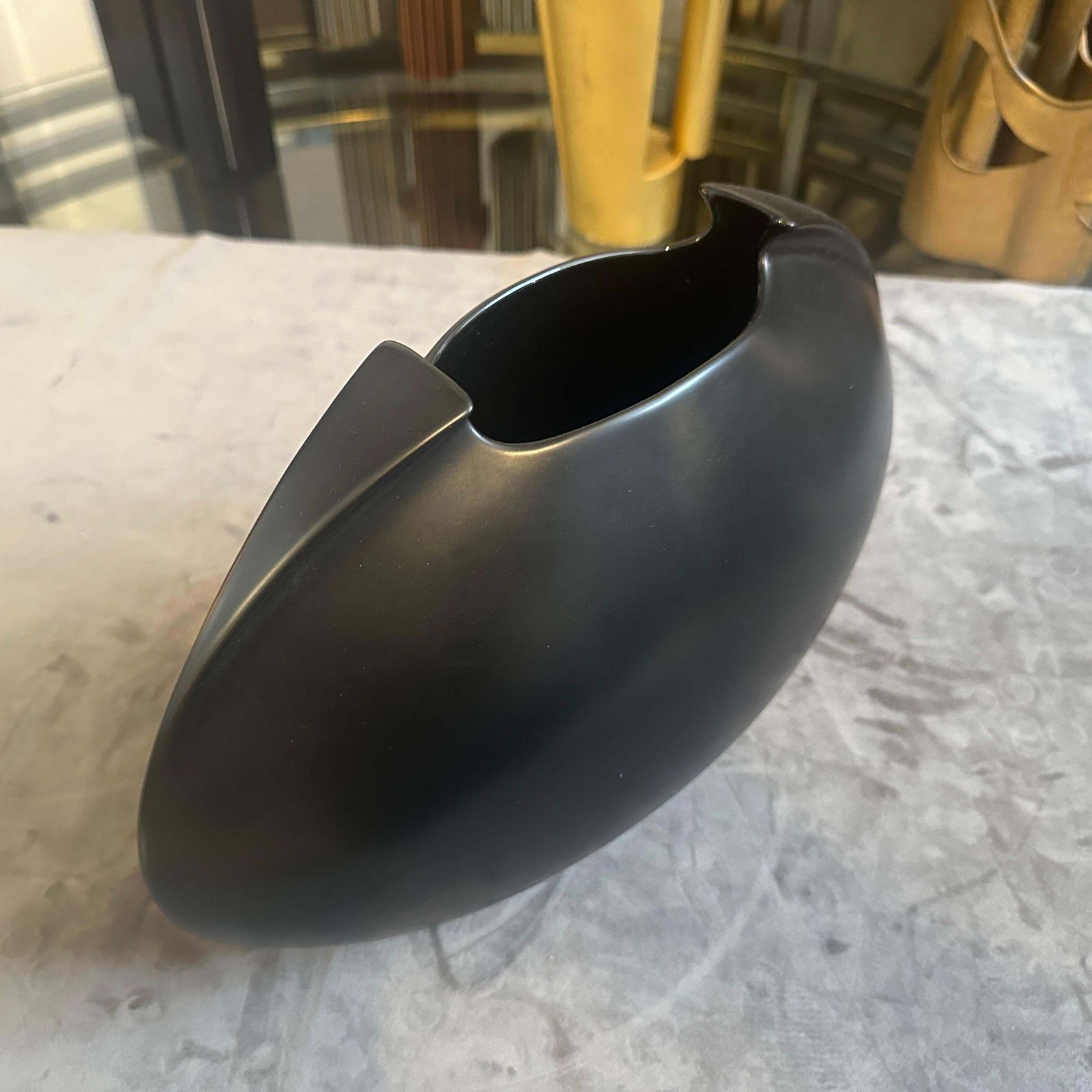 Home Decor 1990s Minimalist Black Porcelain Tasca Huge Vase By Lino Sabattini For Rosenthal photo