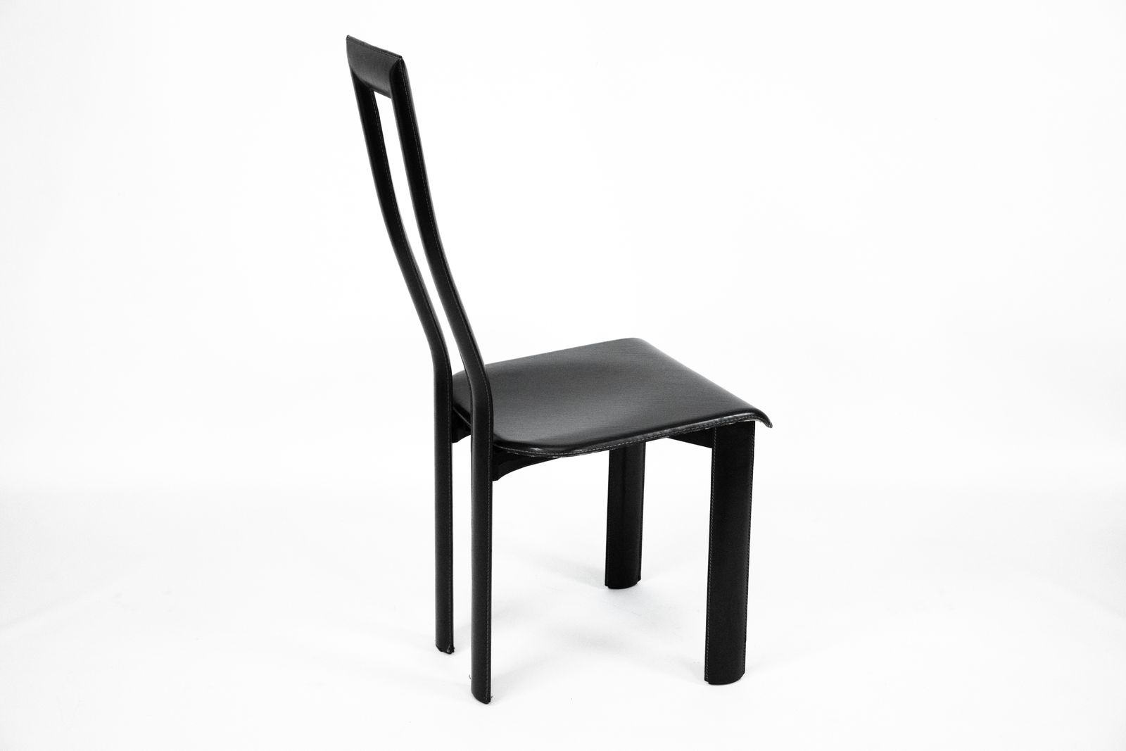 Furniture Postmodern Set Of Ten Leather Dining Chairs By Antonello Mosca For Ycami. Italy 1980s photo