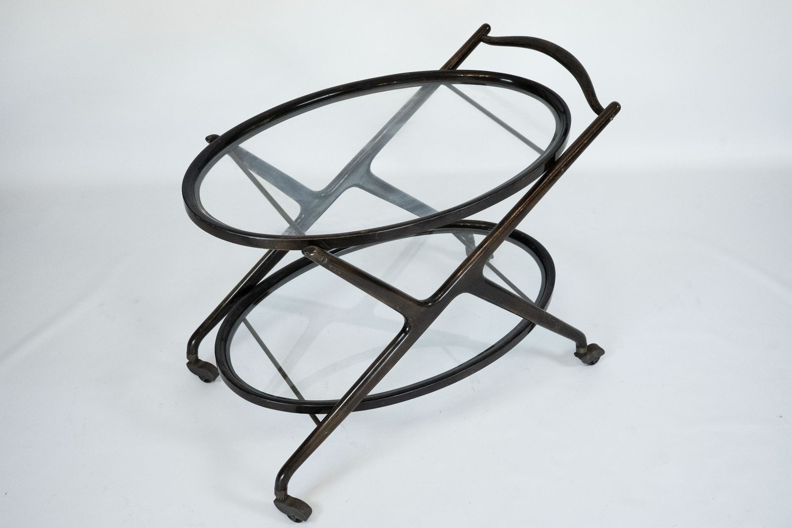 Ebonized Wood And Glass Bar Cart By Cesare Lacca, Italy 1950s photo 1560.0