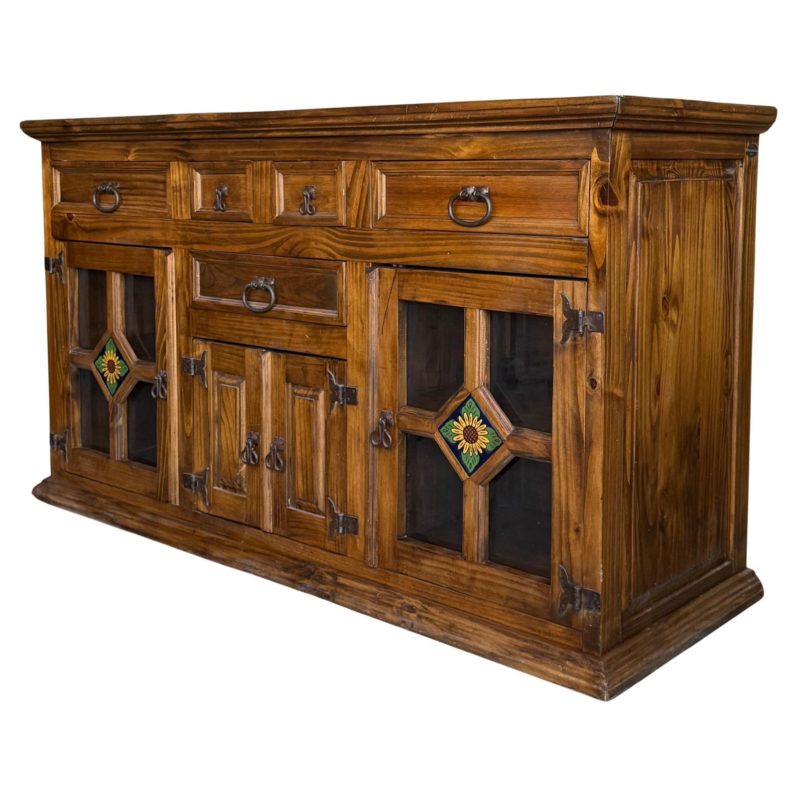 Credenza Or Light Oak Tuscan Sideboard From The Spanish Catalan Baroque Of The 20th Century