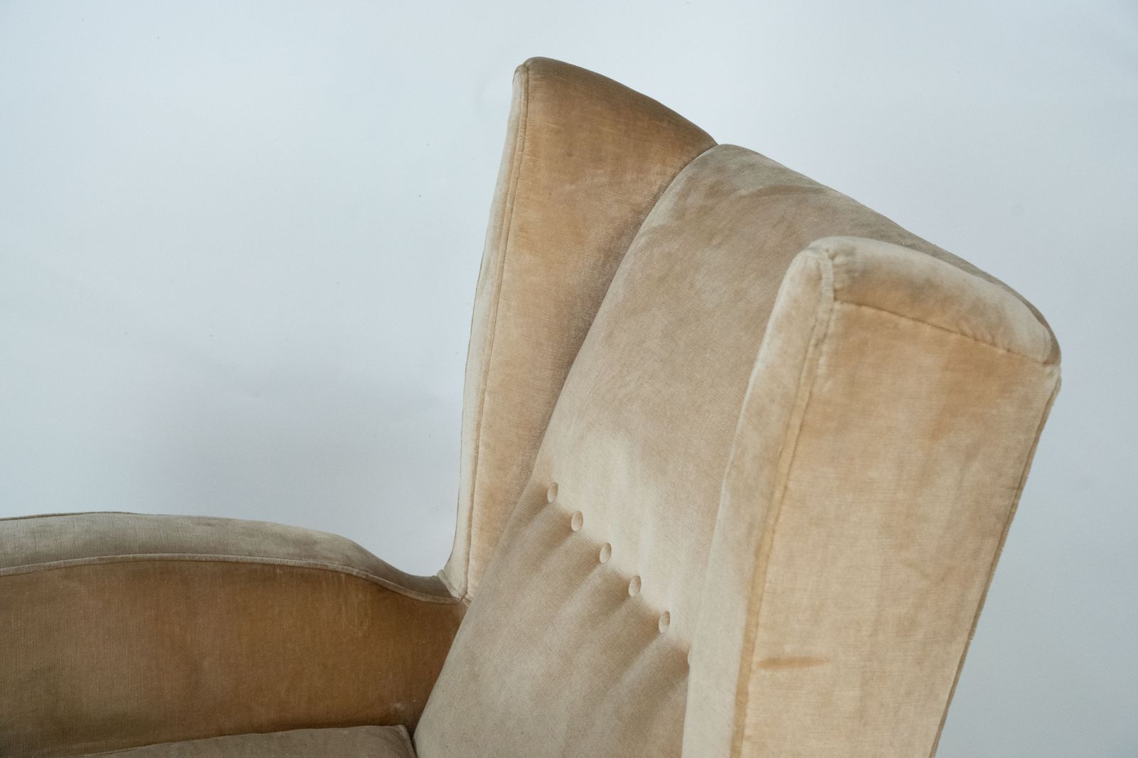 Mid Century Attributed Melchiorre Bega Single Armchair In Velvet. Italy 1950s photo for sale