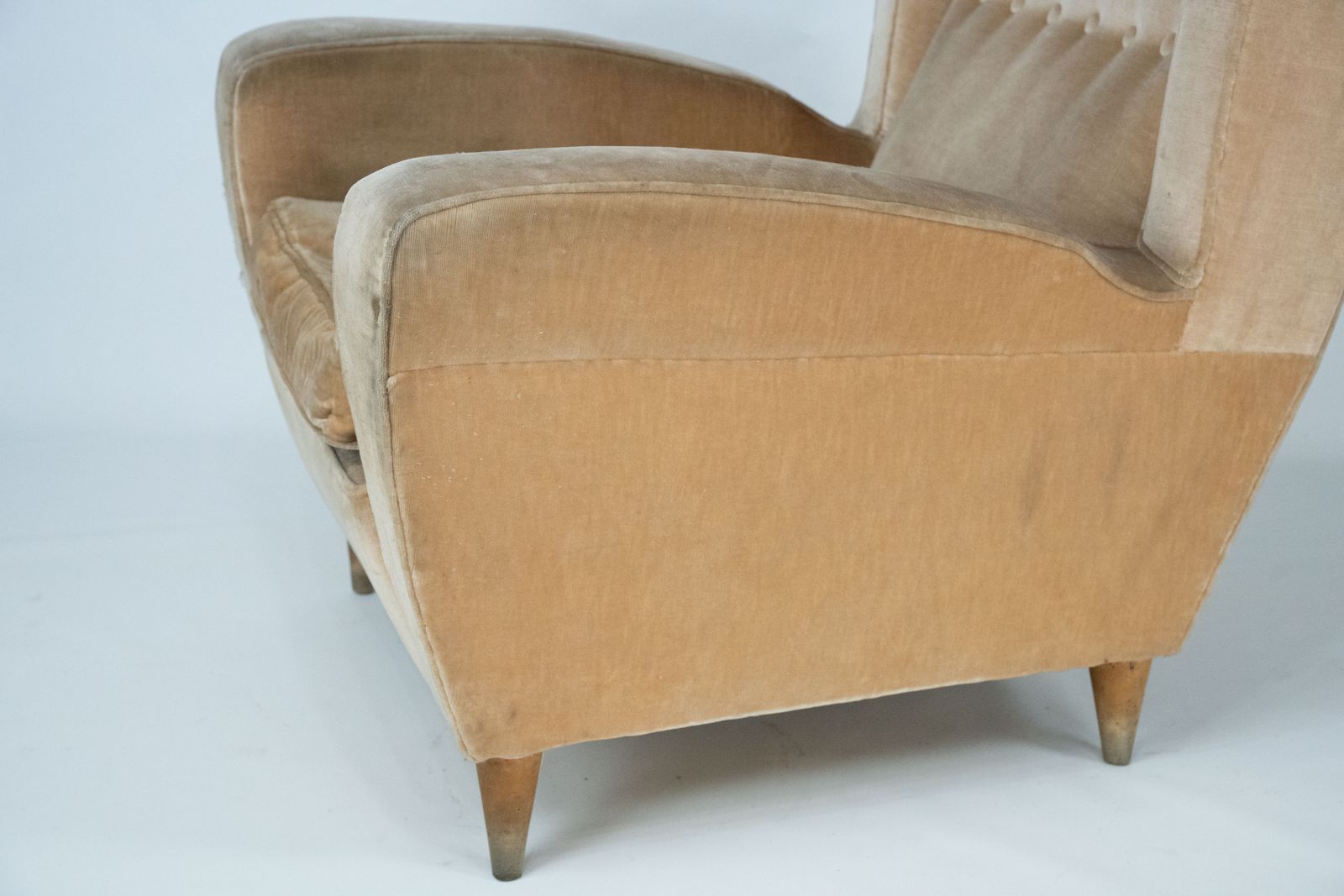 Mid Century Attributed Melchiorre Bega Single Armchair In Velvet. Italy 1950s photo buy
