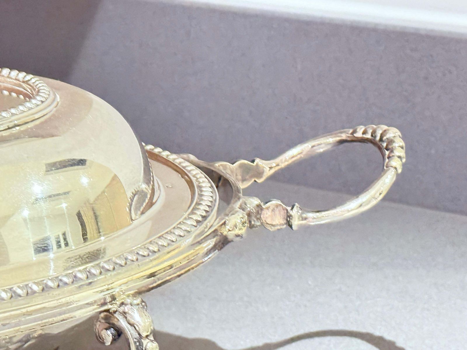 Silver Plated Lidded Serving Dish On Stand, Antique English Neoclassical Luxury photo 1131.0