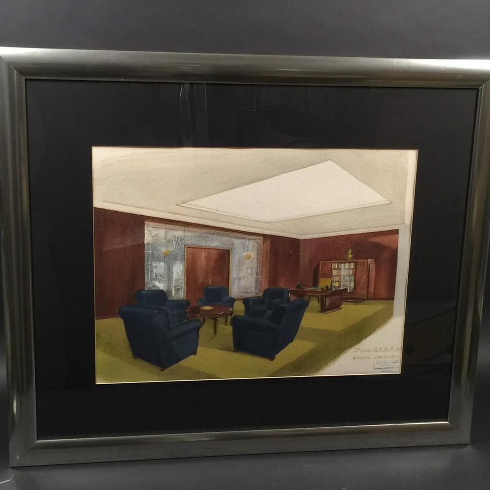 Presidentieel Kantoor Van Sabam Door Etablissements Vanderborght In Brussel, Aquarel, Jaren 1930–1940 photo furniture