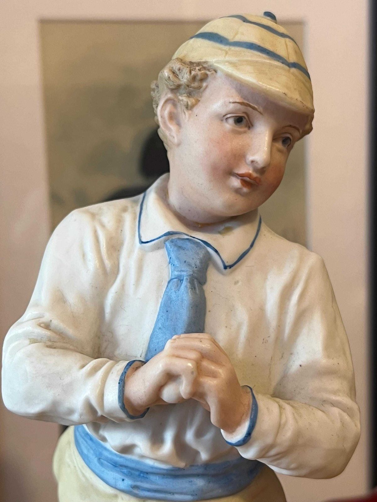 Bisque Porcelain Figurine Of Boy Cricketer C1850 photo furniture
