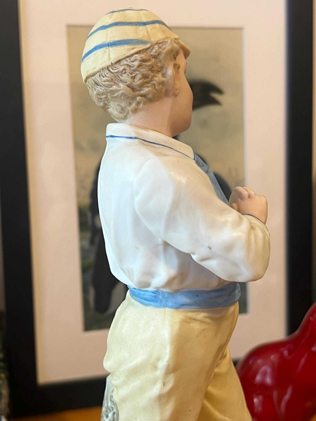 Bisque Porcelain Figurine Of Boy Cricketer C1850 photo for sale