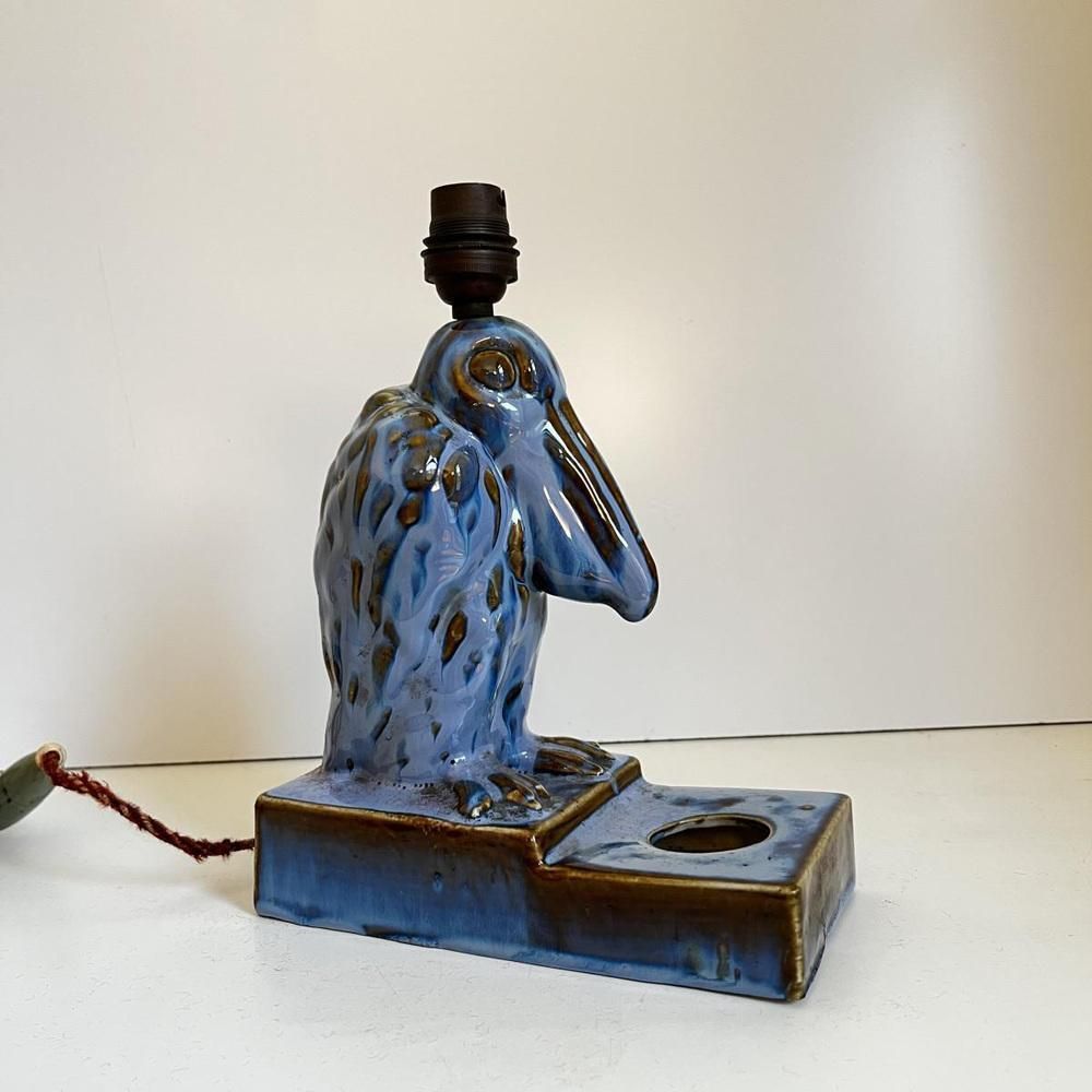 Art Deco Pelican Sculpture Lamp Base In Fine Glazed Stoneware, 1930 photo furniture