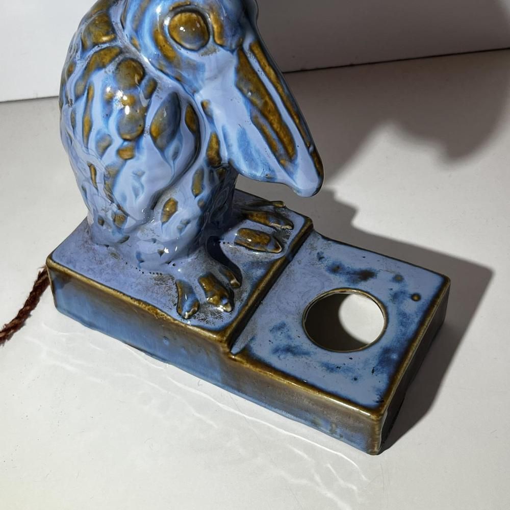 Art Deco Pelican Sculpture Lamp Base In Fine Glazed Stoneware, 1930 photo vinterior