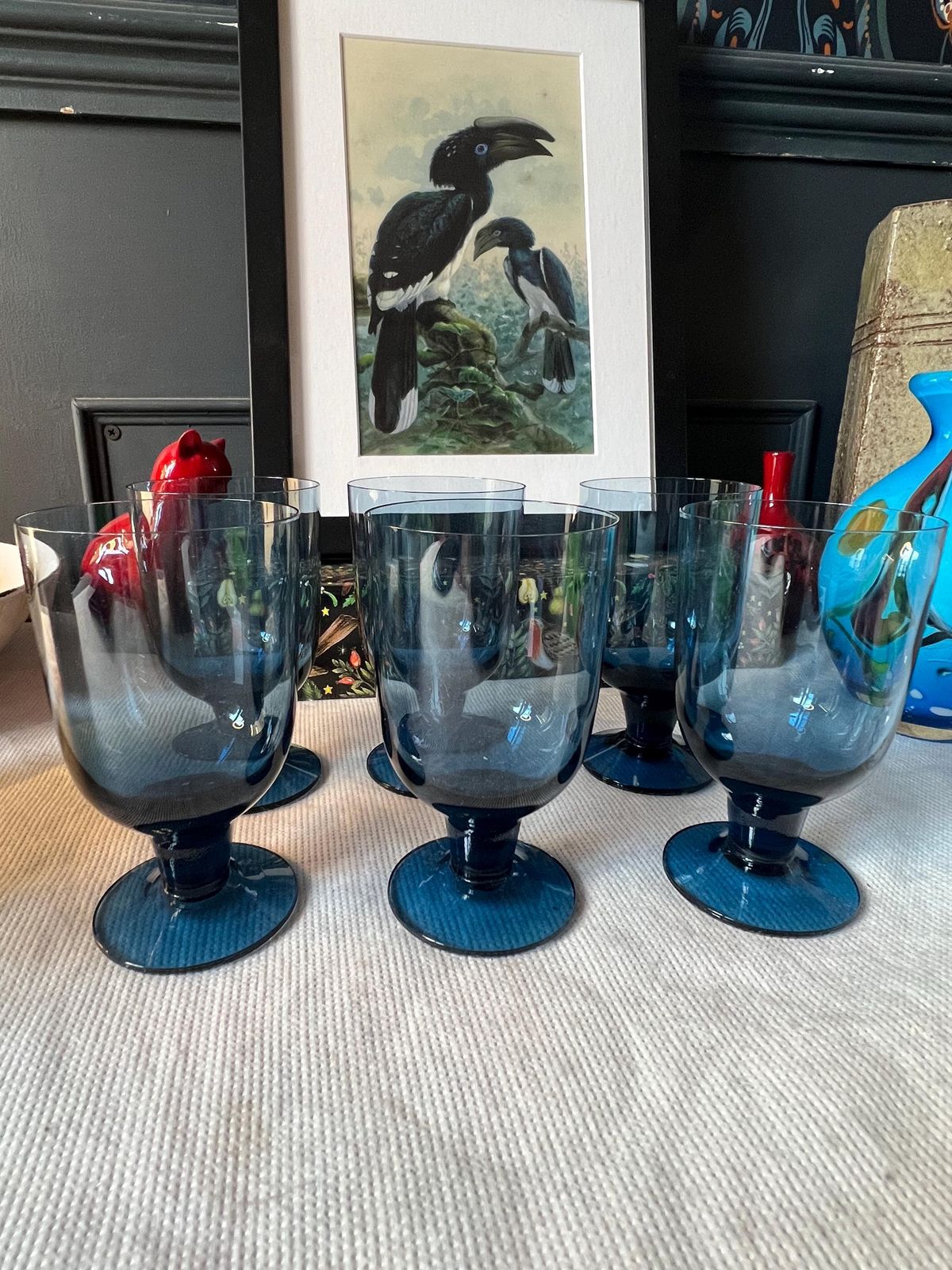 Vintage Wedgewood Cobalt Blue Liquor Glasses Set Of 6 photo for sale