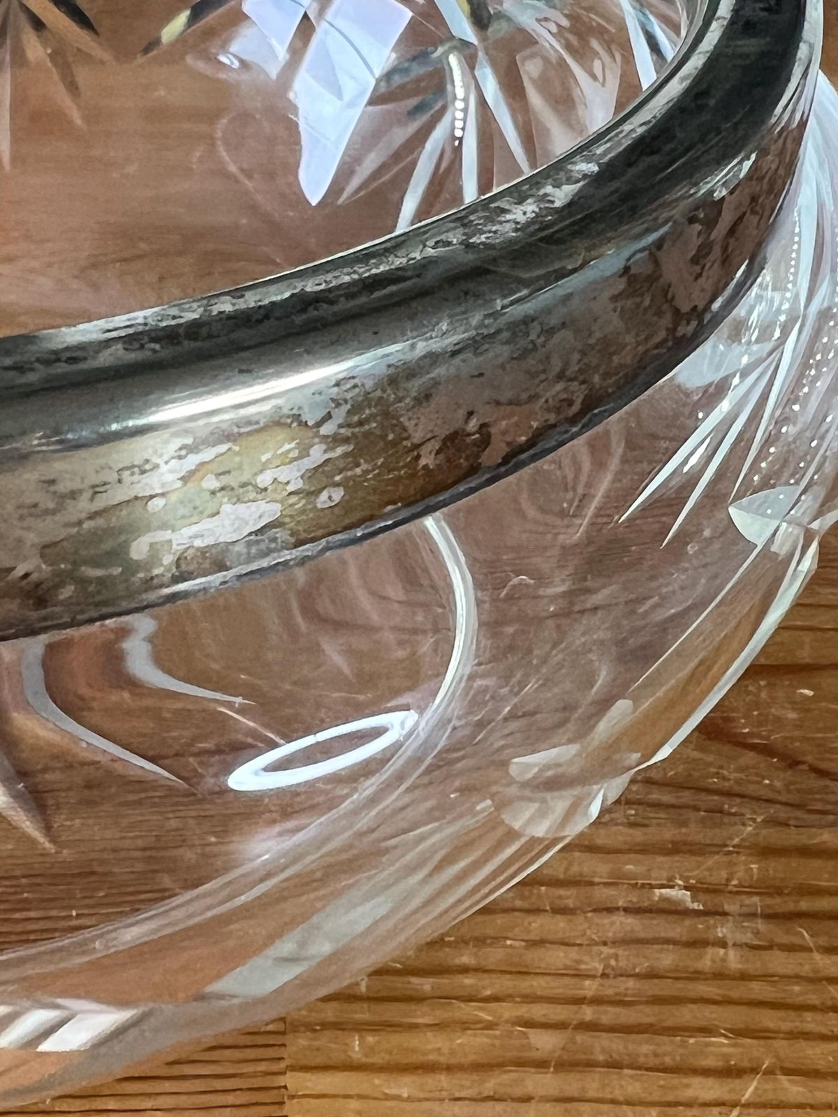 Vintage Sterling Silver Rim Cut Crystal Salad Bowl With Serving Spoons, Blanckensee & Sons, 1911 photo for sale