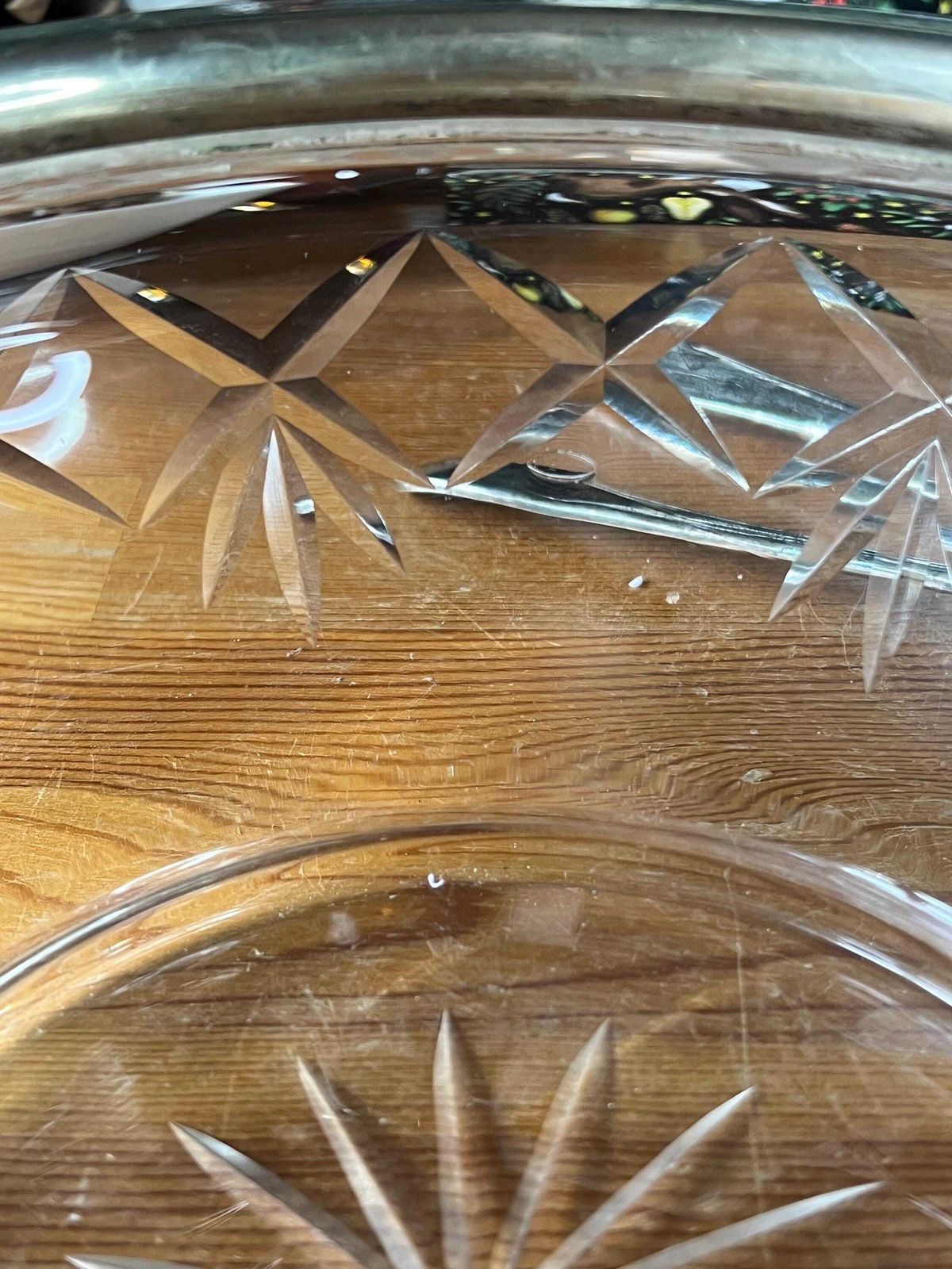 Vintage Sterling Silver Rim Cut Crystal Salad Bowl With Serving Spoons, Blanckensee & Sons, 1911 photo buy