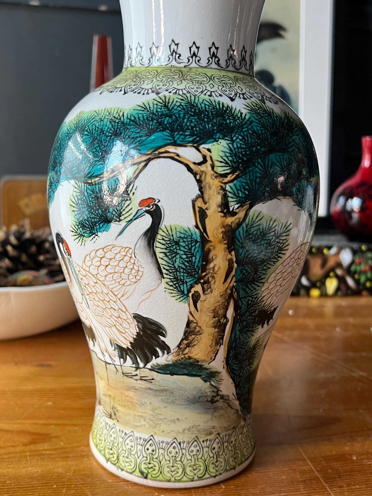 Chinese Famille Verte Porcelain Vase Depicting Cranes And Landscapes C1662 C1772