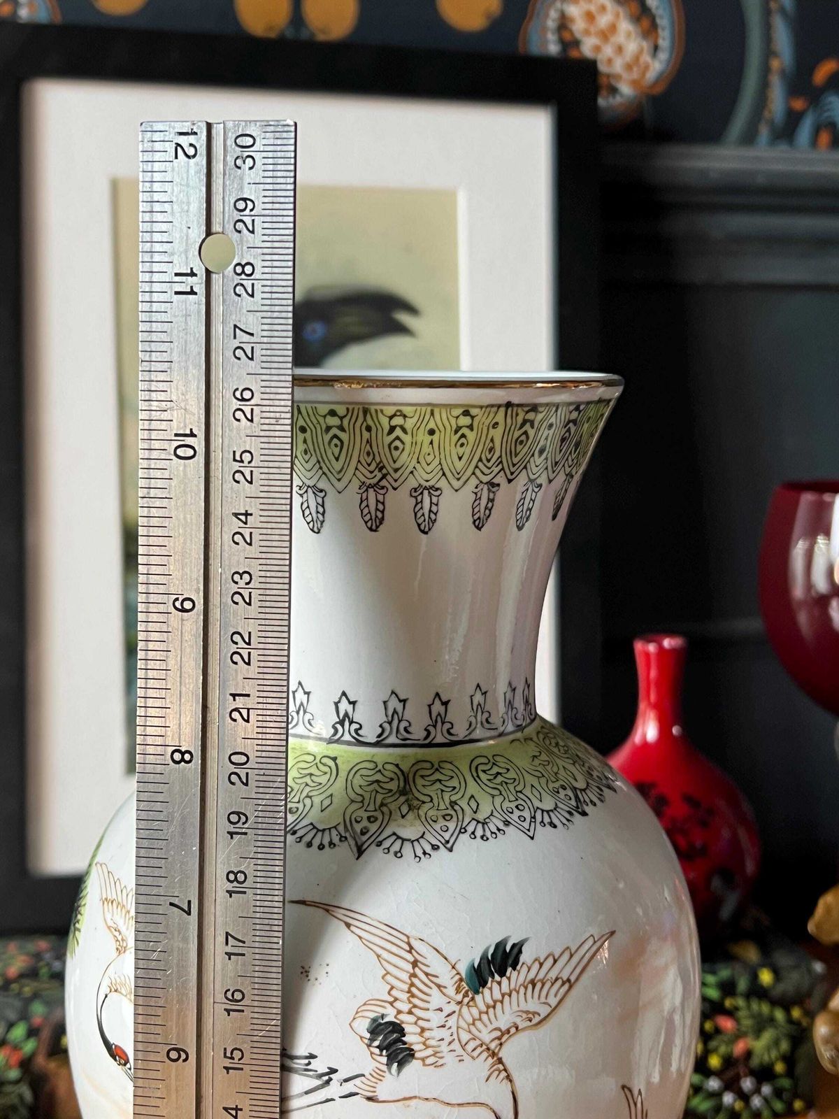 Chinese Famille Verte Porcelain Vase Depicting Cranes And Landscapes C1662 C1772 photo vintage