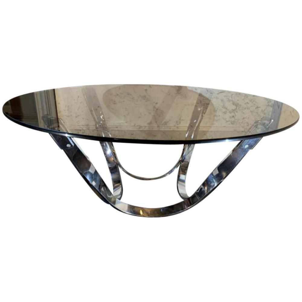 photo furniture Coffee / Lounge Table In Twisted Chromed Steel By Roger Sprunger For Dunbar, 1970s