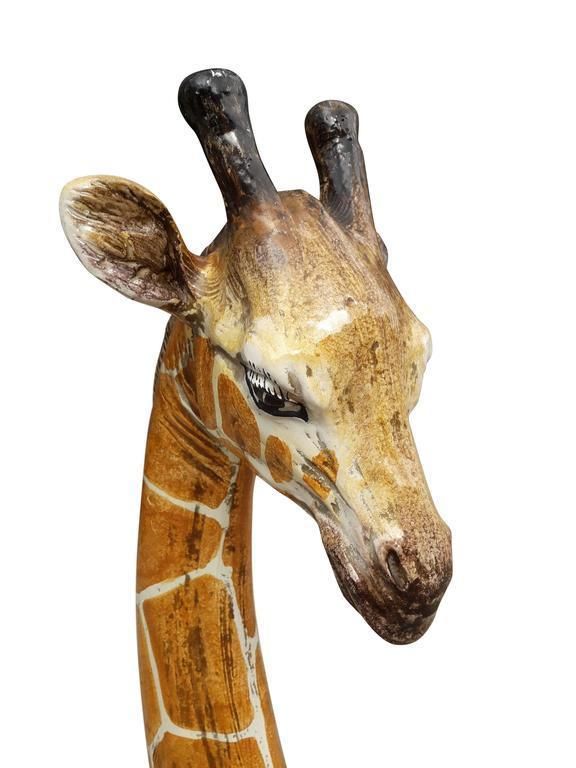 Stunning Italian Vintage Ceramic Seated Animal Giraffe, Mid Century Decorative photo furniture