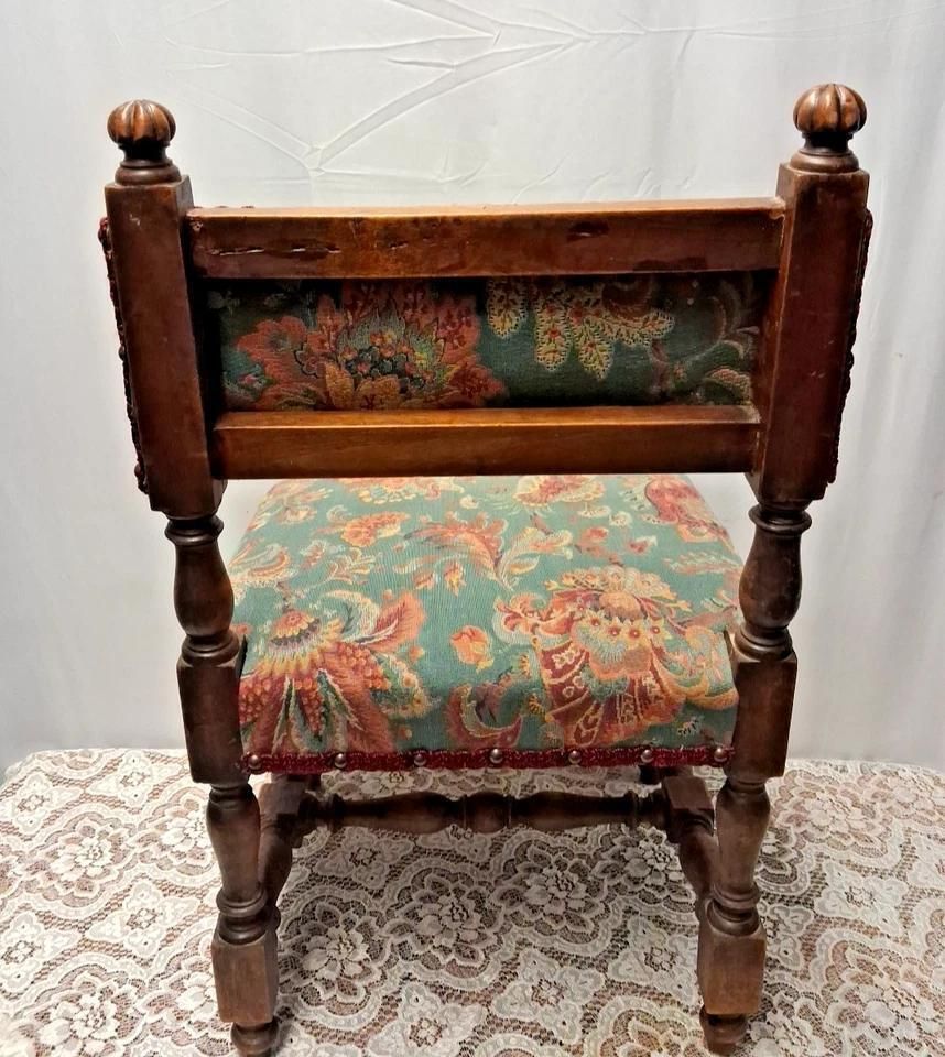 Antique Childs Chair With Floral Upholstery photo for sale
