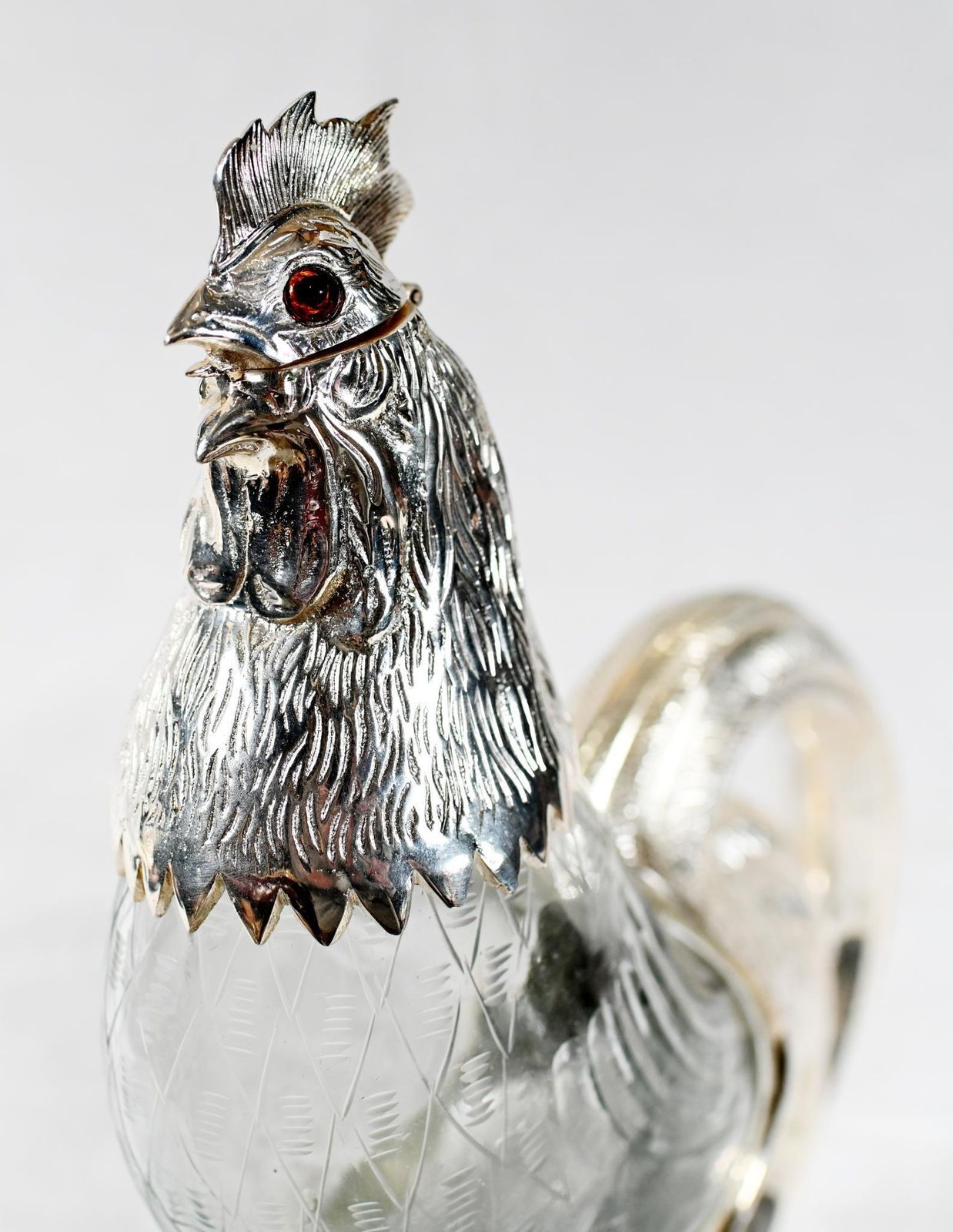 Silver Plate Rooster Decanter Cockerell Bird photo Home Decor