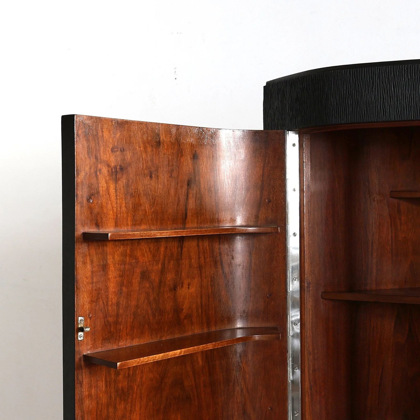 photo furniture Unusual Ebonised Italian Gouged Deco/Modernist Corner Cupboard/Bar