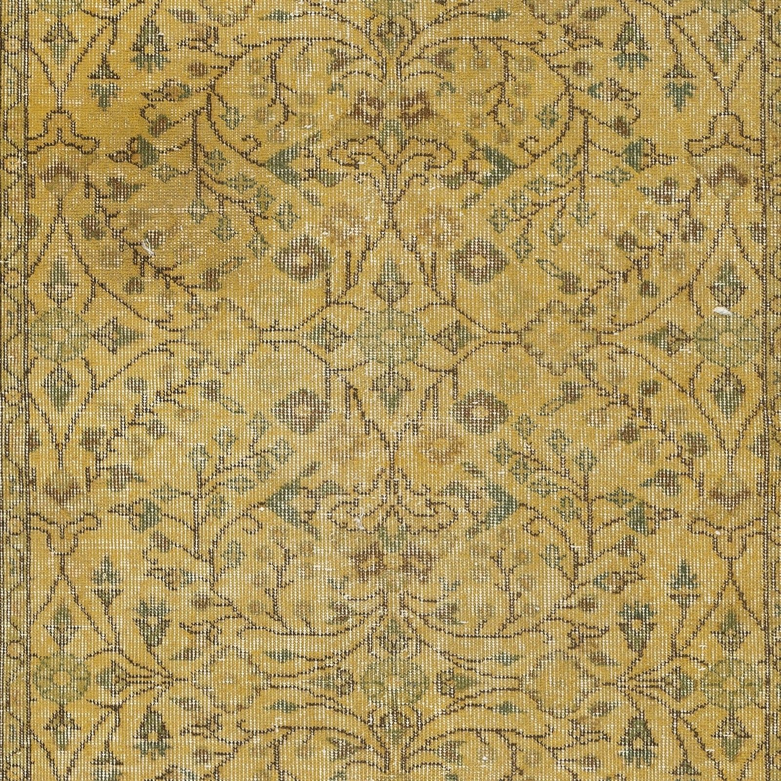 3.8x6.8 Ft Vintage Handmade Turkish Rug Redyed In Yellow For Modern Interiors photo Textiles
