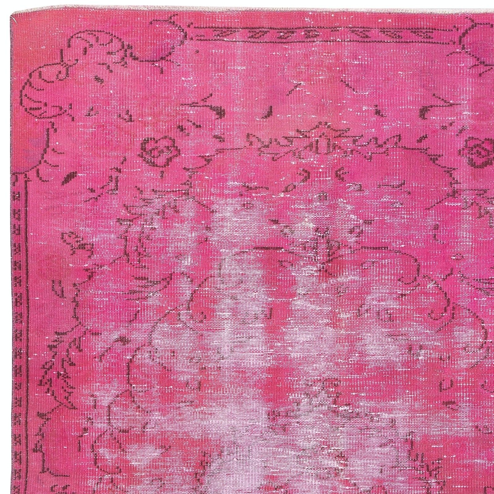 4.7x7.7 Ft Distressed Pink Vintage Rug For Modern Interiors. Handmade In Turkey photo 350.0